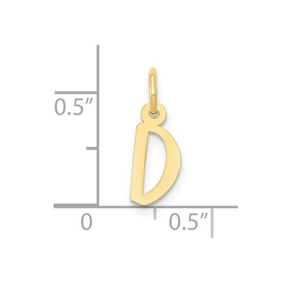 10k Yellow Gold Small Slanted Block Initial D Charm - Picture 3 of 3